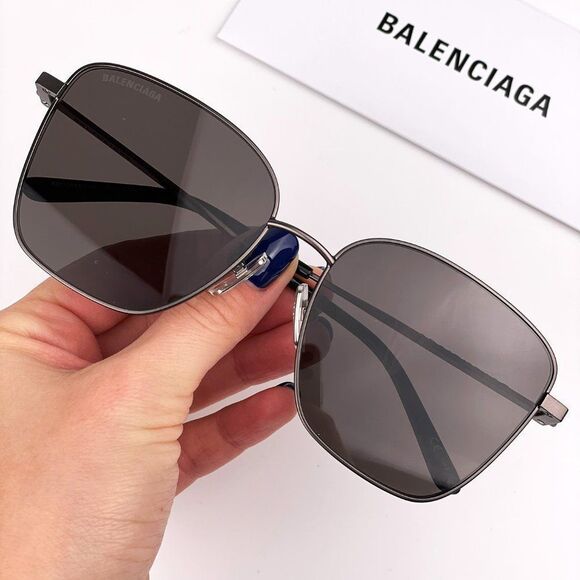Balenciaga BB0165SA 001 Sunglasses Black Gray Metal Square Women - Picture 1 of 11